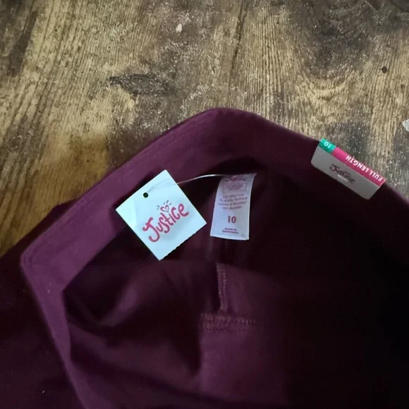 New Justice Burgundy Glitter Full Length Leggings Girls 10 NWT - Picture 4 of 6